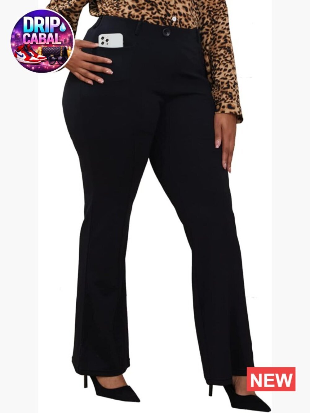 Wrinkle-Free Stretch Dress Pants Pull-on Office Pant Plus Size